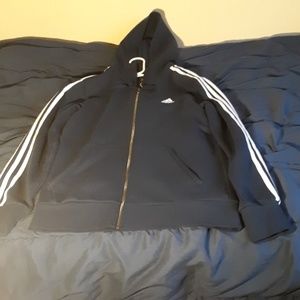Addidas 3-stripes fleece hoodie(Navy Blue)